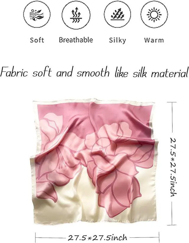 Alt view image 3 of 6 - Hioyiwse Satin Bandanas Head Scarf For Women Hair Scarves Accessories Lightweight Fashion Wrap Neck Silk Sleeping Headscarf