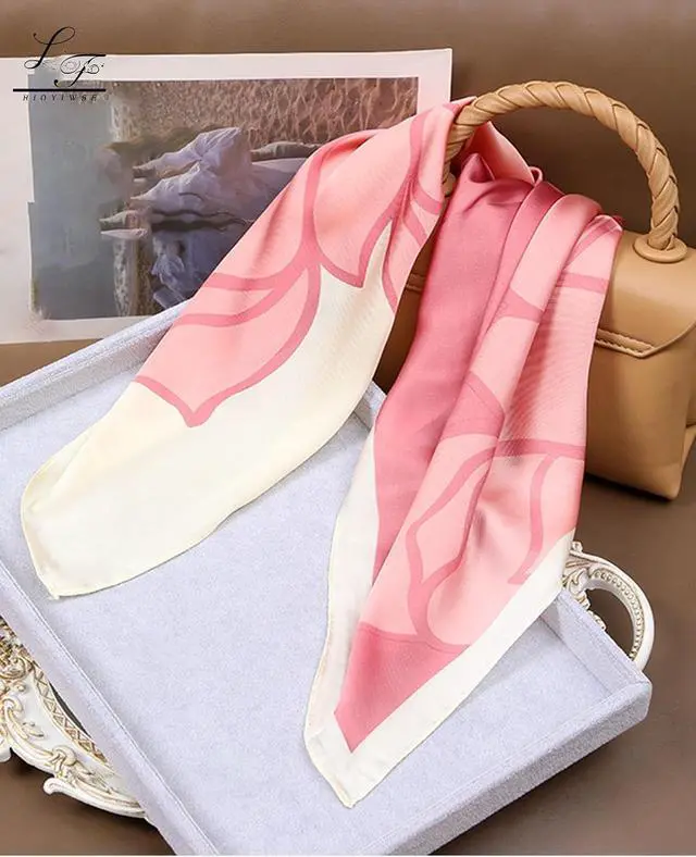 Alt view image 5 of 6 - Hioyiwse Satin Bandanas Head Scarf For Women Hair Scarves Accessories Lightweight Fashion Wrap Neck Silk Sleeping Headscarf