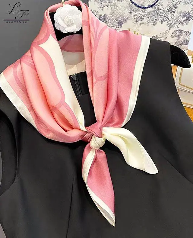 Alt view image 6 of 6 - Hioyiwse Satin Bandanas Head Scarf For Women Hair Scarves Accessories Lightweight Fashion Wrap Neck Silk Sleeping Headscarf