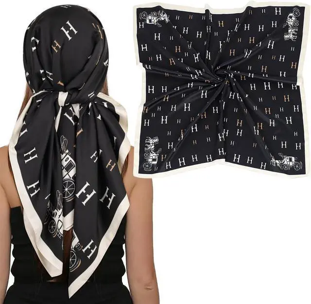 Main image of EXTREE Women's 35 inch Fashion Headscarf Silk Satin Scarf for Hair Wrapping at Night Bandana Square Scarf for Sleeping