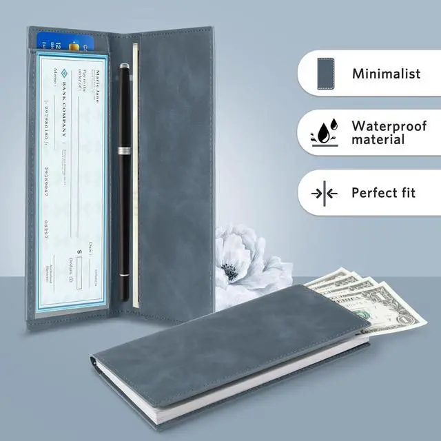Alt view image 4 of 7 - CoBak Checkbook Cover for Women & Men - PU Leather Case with RFID Blocking | Classic Design Check Book Holder for Personal and Business