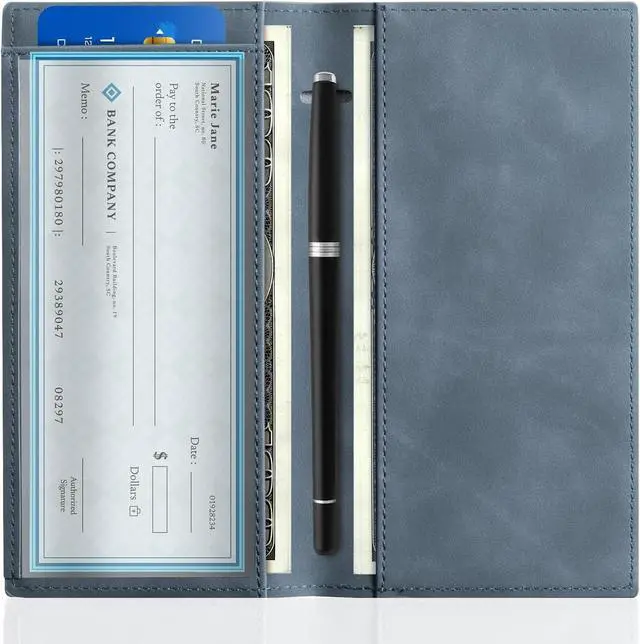 Alt view image 2 of 7 - CoBak Checkbook Cover for Women & Men - PU Leather Case with RFID Blocking | Classic Design Check Book Holder for Personal and Business