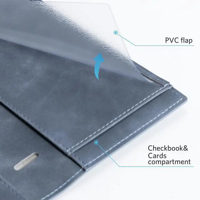 Alt view image 6 of 7 - CoBak Checkbook Cover for Women & Men - PU Leather Case with RFID Blocking | Classic Design Check Book Holder for Personal and Business