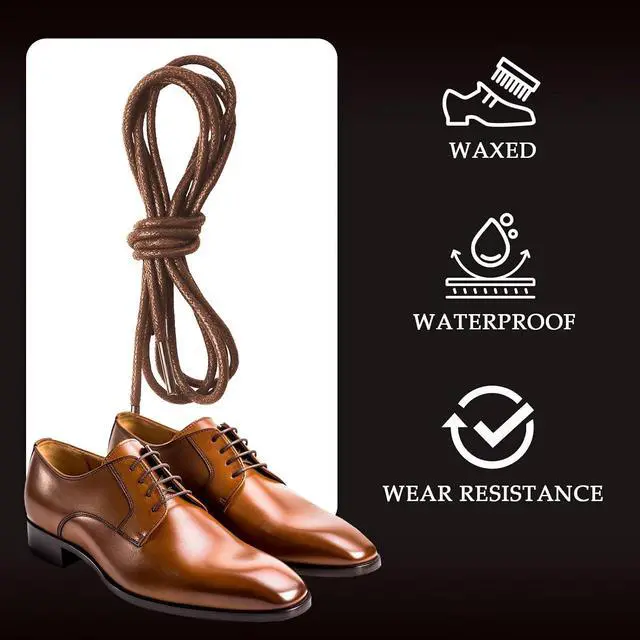 Alt view image 2 of 6 - 2 Pairs Waxed Round Shoelaces, 2.5mm Classic Oxford Shoe Laces for Formal Dress Shoes, Business Shoelaces, 80cm/31.5"