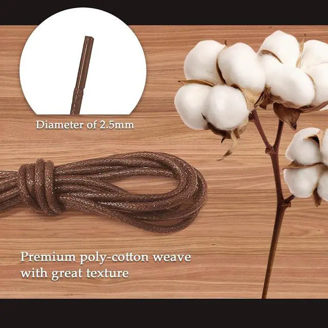 Alt view image 3 of 6 - 2 Pairs Waxed Round Shoelaces, 2.5mm Classic Oxford Shoe Laces for Formal Dress Shoes, Business Shoelaces, 80cm/31.5"