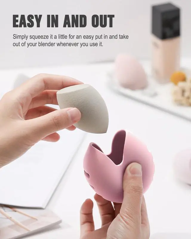 Alt view image 2 of 7 - FERYES Makeup Sponge Holder Shatterproof Eco-Friendly Silicone Beauty Make Up Blender Case for Travel - Pink