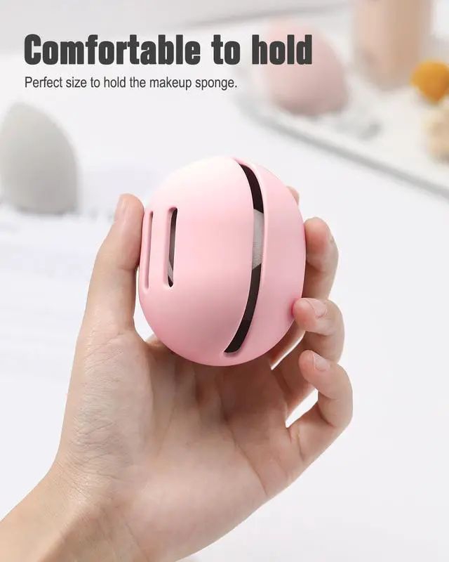 Alt view image 3 of 7 - FERYES Makeup Sponge Holder Shatterproof Eco-Friendly Silicone Beauty Make Up Blender Case for Travel - Pink
