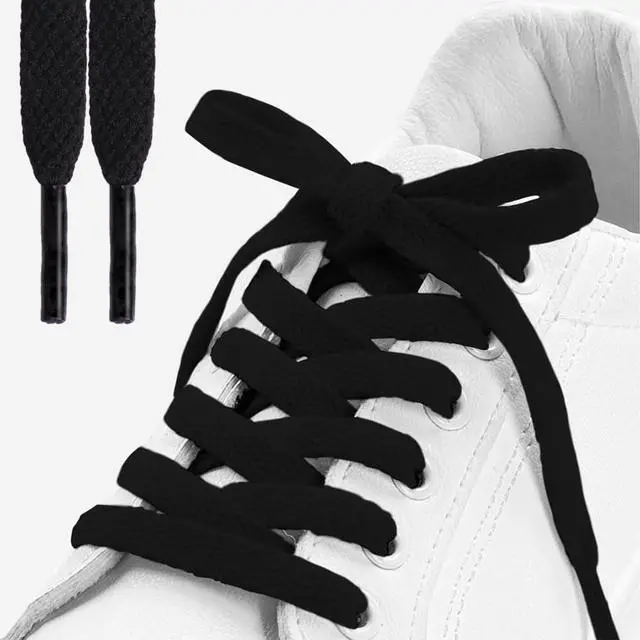 Alt view image 2 of 7 - 2 Pairs Flat Shoe Laces for Sneakers 5/16" Wide Shoelaces for Athletic Running Shoes Boot Strings