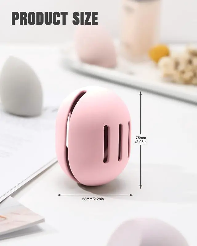 Alt view image 7 of 7 - FERYES Makeup Sponge Holder Shatterproof Eco-Friendly Silicone Beauty Make Up Blender Case for Travel - Pink