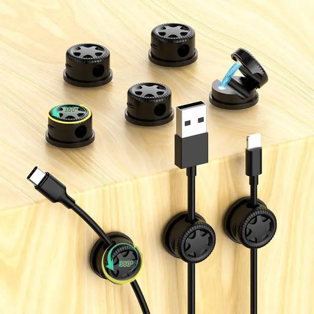 Alt view image 2 of 7 - 11PCS Cable Management Cord Holder Organizer, Magnetic Cable Clips Adhesive Wire Keeper, Under Desk for Bedside Nightstand Table Desktop USB Wall Car Office Workspace Accessories (Black)