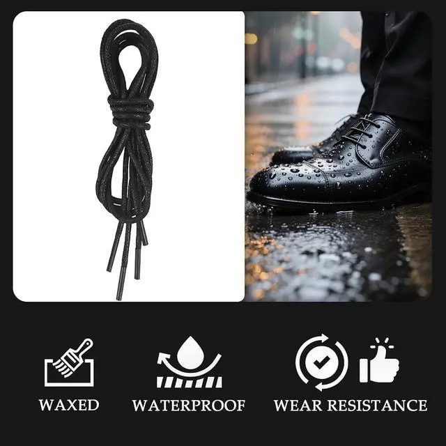 Alt view image 3 of 6 - 2 Pairs Waxed Oxford Shoelaces for Dress Shoes, 2.5mm Round Replacement Shoe Laces for Business Shoes, 90cm/35.4"