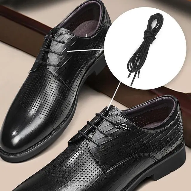 Alt view image 6 of 6 - 2 Pairs Waxed Oxford Shoelaces for Dress Shoes, 2.5mm Round Replacement Shoe Laces for Business Shoes, 90cm/35.4"