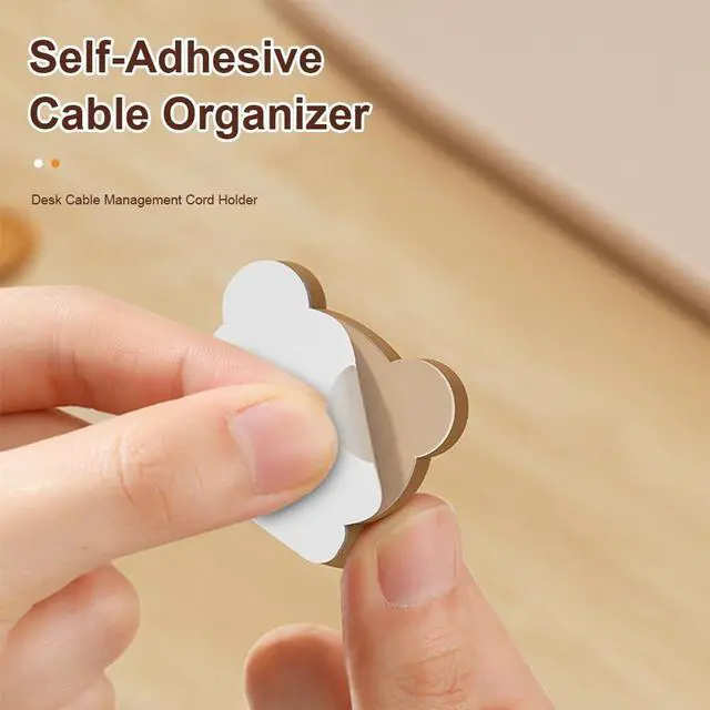Alt view image 6 of 6 - 6pcs Cute Animal Cable Organizer Adorable Panda Rabbit Bear Shaped Cable Clips Desk Cable Management Cord Holder for Nightstand Headphones Chargers USB Cables