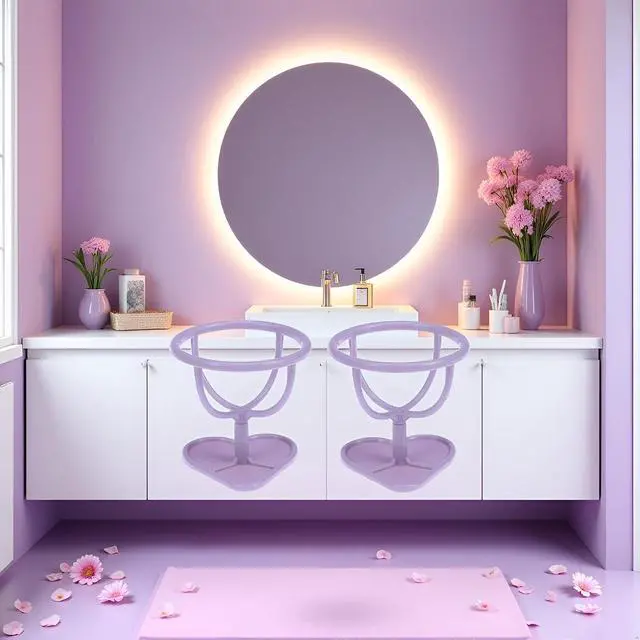 Alt view image 5 of 6 - 2Pcs (Purple+Blue) Makeup Sponge Puff Display Stand Beauty Egg Storage Rack, Sponge Drying Rack Stand Holder Egg Powder Puff Drying Shelf, Makeup Blenders and Sponges
