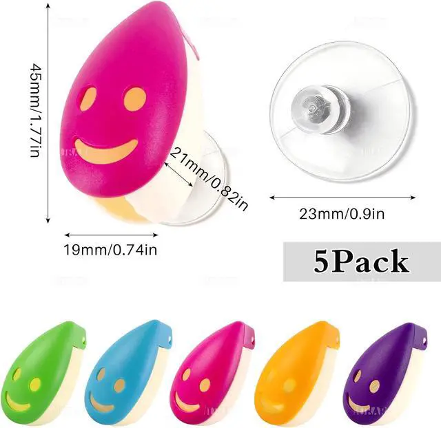 Alt view image 2 of 7 - AUEAR, 5 Pack Happy FaceToothbrush Holder Cover Case Cap with Suction Cup for Travel 5 Colors