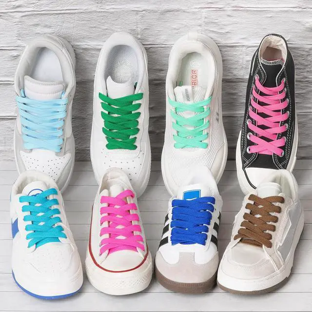 Alt view image 4 of 7 - Olukssck 2/5" Flat Shoe Laces for Sneakers 29 Colors Shoelaces in 28" - 72"
