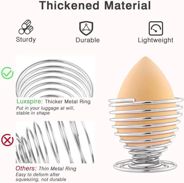 Alt view image 2 of 6 - Luxspire Beauty Blender Holder, 2 Pack, Silver | Makeup Sponge Holder, Beauty Sponge Holder, Beauty Tool Dryer Drying Rack Egg Powder Puff Display Stand