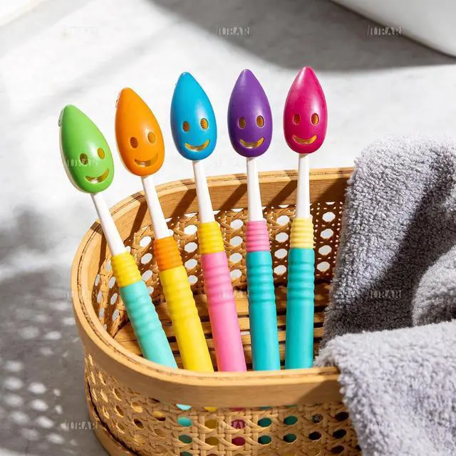 Alt view image 3 of 7 - AUEAR, 5 Pack Happy FaceToothbrush Holder Cover Case Cap with Suction Cup for Travel 5 Colors