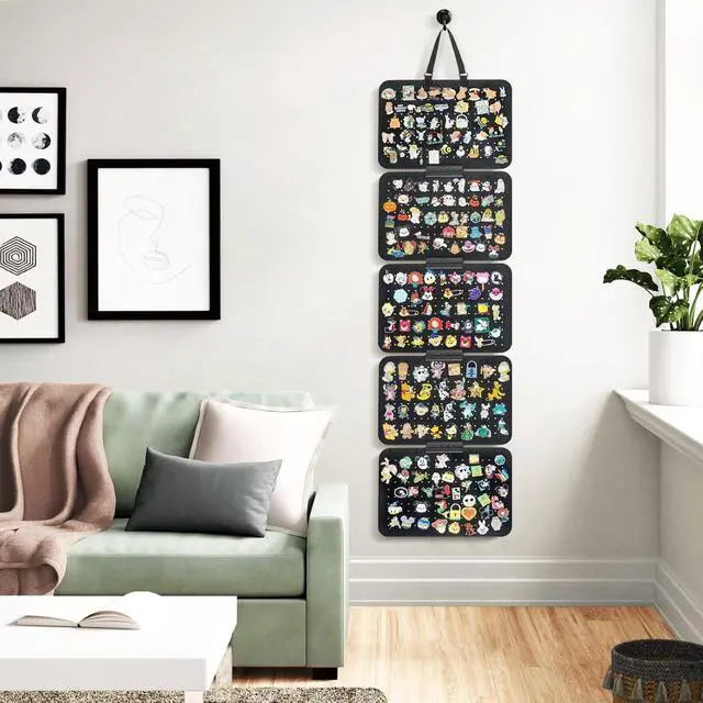 Alt view image 3 of 7 - tutata Hanging Pin Collection Display Panel, Detachable Enamel Pin Pages | Badge Collection Display Holder, Soft Felt Panel, Black