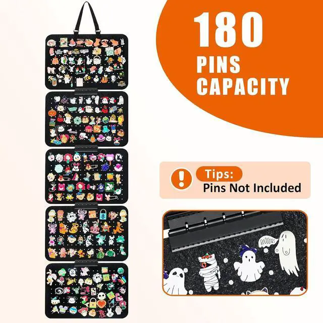 Alt view image 6 of 7 - tutata Hanging Pin Collection Display Panel, Detachable Enamel Pin Pages | Badge Collection Display Holder, Soft Felt Panel, Black