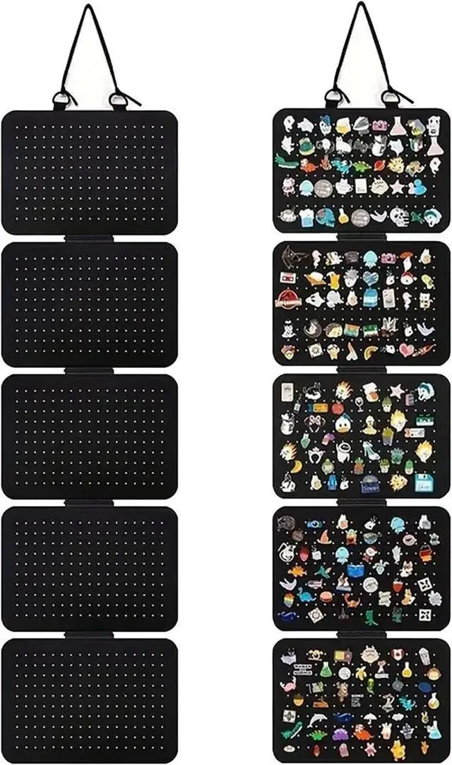 Main image of Hanging Enamel Pin Panels Display Pages with 5 Loose-leaf Board Pieces, Hanging Brooch Pin Organizer, Removable Badge Collection Display Holder (Pins Not Included)