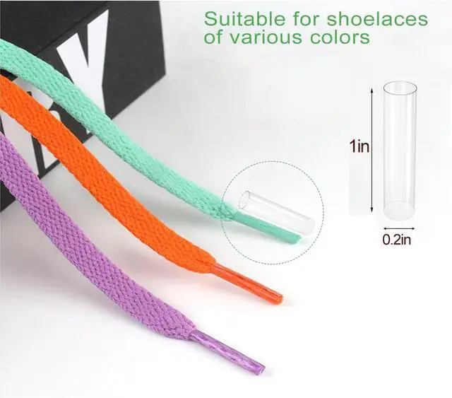Alt view image 4 of 6 - Aglets for Shoelaces,20pcs Sneaker Shoe Lace Shortening Repair Aglet Tips,Clear Shoe Lace Ends Tips with Good Heat Shrinkage,Compatible with Most Sneaker Shoes