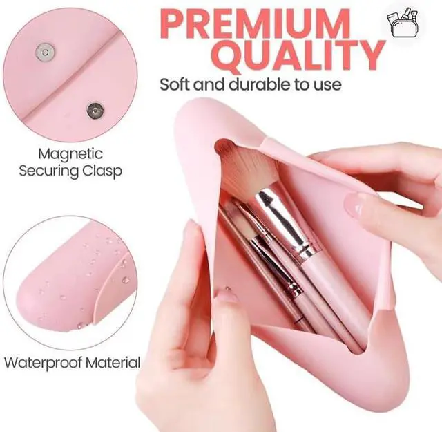 Alt view image 4 of 7 - Travel Makeup Brush Holder Portable Make Up Brush Organizer Cosmetic Travel Case, Silicone Waterproof Makeup Brush Bag, Makeup Sponge Holder