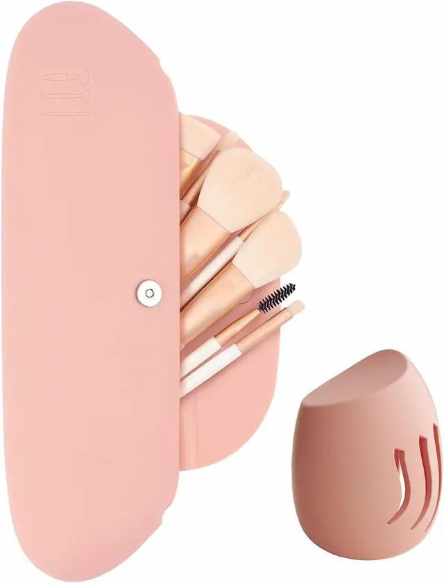 Main image of Travel Makeup Brush Holder Portable Make Up Brush Organizer Cosmetic Travel Case, Silicone Waterproof Makeup Brush Bag, Makeup Sponge Holder