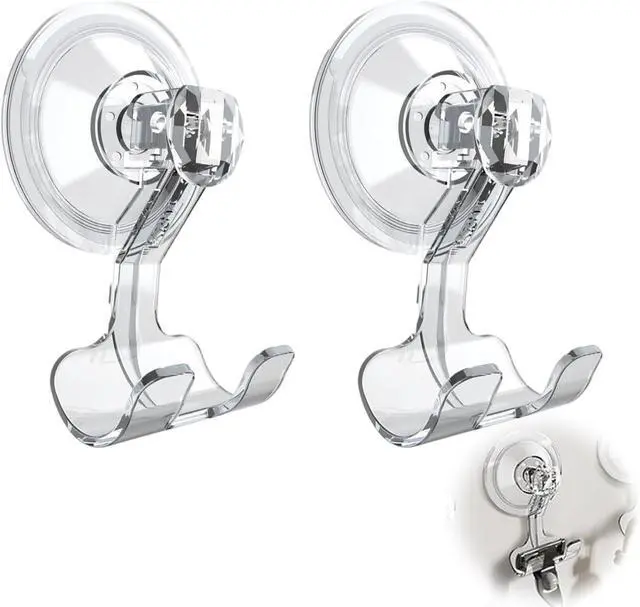 Main image of 2PCS Suction Cup Razor Holder for Shower, Clear Reusable His and Hers Razor Hooks