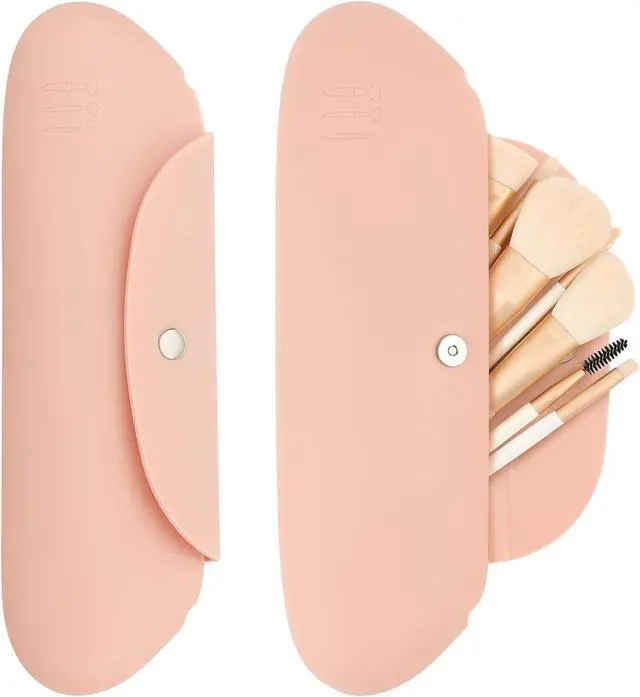 Alt view image 2 of 7 - Travel Makeup Brush Holder Portable Make Up Brush Organizer Cosmetic Travel Case, Silicone Waterproof Makeup Brush Bag, Makeup Sponge Holder