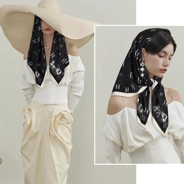 Alt view image 2 of 7 - EXTREE Women's 35 inch Fashion Headscarf Silk Satin Scarf for Hair Wrapping at Night Bandana Square Scarf for Sleeping