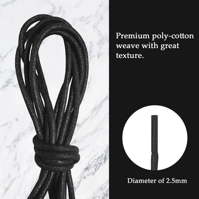 Alt view image 2 of 6 - 2 Pairs Waxed Oxford Shoelaces for Dress Shoes, 2.5mm Round Replacement Shoe Laces for Business Shoes, 90cm/35.4"