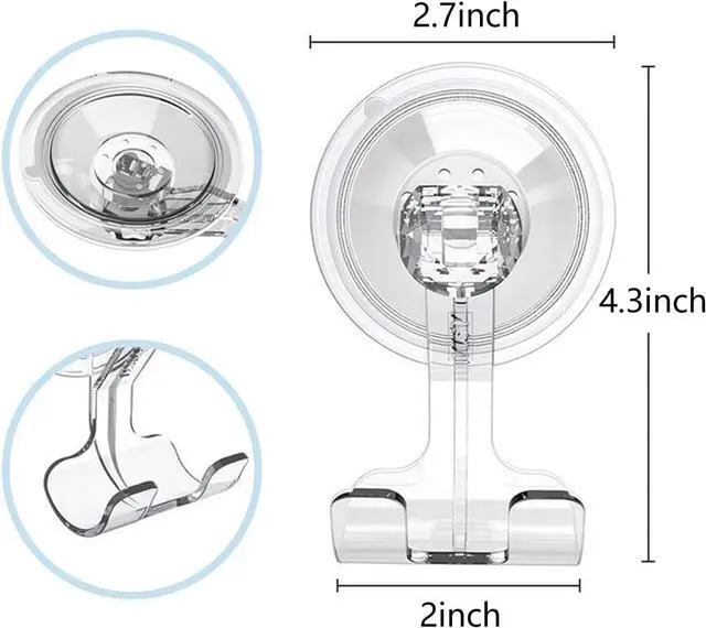 Alt view image 2 of 7 - 2PCS Suction Cup Razor Holder for Shower, Clear Reusable His and Hers Razor Hooks