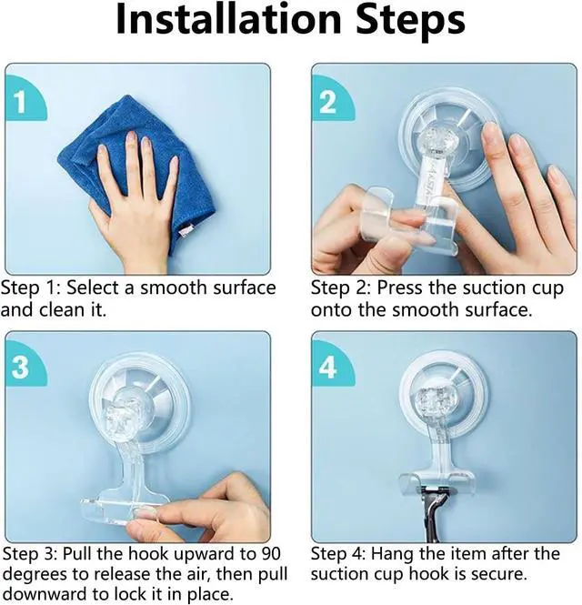 Alt view image 4 of 7 - 2PCS Suction Cup Razor Holder for Shower, Clear Reusable His and Hers Razor Hooks