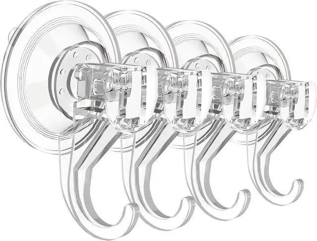 Main image of Suction Cup Hooks for Shower, Large Clear Heavy Duty Suction Cup Hooks, Wreath Hangers for Window Glass (4 Packs)