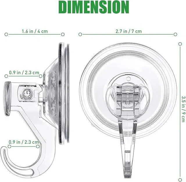 Alt view image 4 of 7 - Suction Cup Hooks for Shower, Large Clear Heavy Duty Suction Cup Hooks, Wreath Hangers for Window Glass (4 Packs)