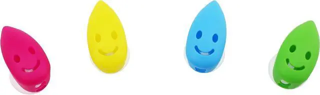 Main image of EIKS 4 Set Travel Toothbrush Head Cover Cap with Suction Cup | Portable Protective Covers, Color-coded, For Bathroom Wall Mirror Mounting