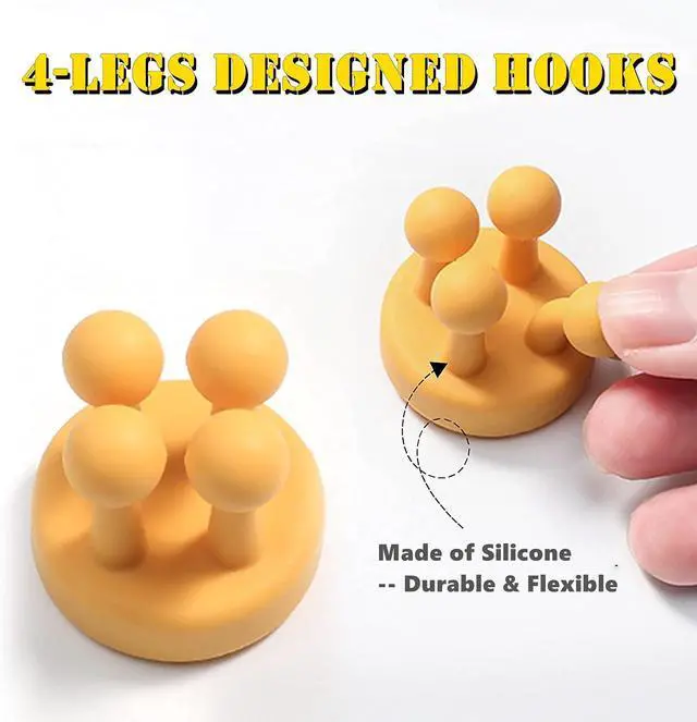 Alt view image 3 of 6 - Silicone Toothbrush Holders - 4 Pcs Razor Hooks Adhesive Wall Mounted for Hanging Towel Key Plug Cable, Utility Decor Stick to Dorm Room Essentials Function for Kitchen Bathroom Home Office