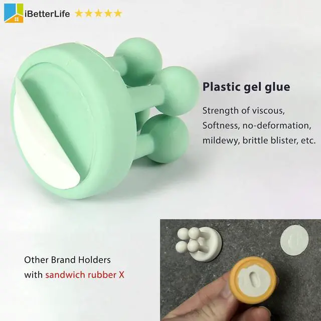 Alt view image 7 of 7 - iBetterLife Toothbrush Holders Wall Mounted - 6Pcs Silicone Razor Holder for Shower Self Adhesive Cute Utility Hook for Hanging Towel Key Plug Cable for Kitchen Bathroom Office Dorm Room Essentials