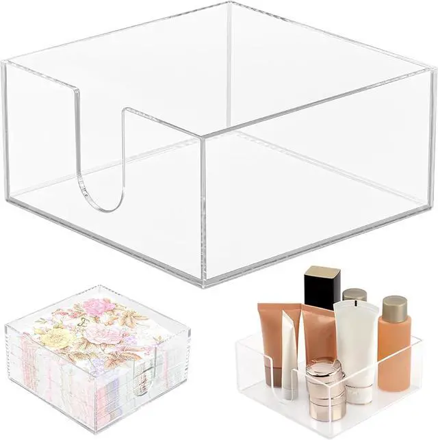 Alt view image 3 of 7 - Acrylic Cocktail Napkin Holder for Table Beverage Napkin Holder Clear Guest Towel Holders Square Napkins Tray for for Bathroom, Kitchen, Parties(SIZE:5.5x5.5in)