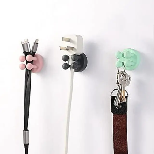 Alt view image 6 of 6 - Silicone Toothbrush Holders - 4 Pcs Razor Hooks Adhesive Wall Mounted for Hanging Towel Key Plug Cable, Utility Decor Stick to Dorm Room Essentials Function for Kitchen Bathroom Home Office