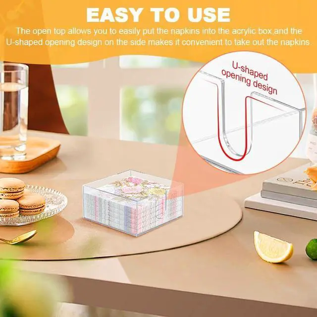 Alt view image 5 of 7 - Acrylic Cocktail Napkin Holder for Table Beverage Napkin Holder Clear Guest Towel Holders Square Napkins Tray for for Bathroom, Kitchen, Parties(SIZE:5.5x5.5in)