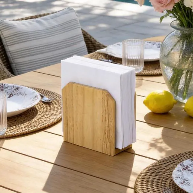 Alt view image 6 of 6 - Farmhouse Napkin Holder, Solid Rubberwood Vertical Stand, Sturdy Kitchen & Dining Table Organizer, Holds Standard Paper Napkins, Rustic Home Decor, 5.5"L x 2.6"W x 5.5"H