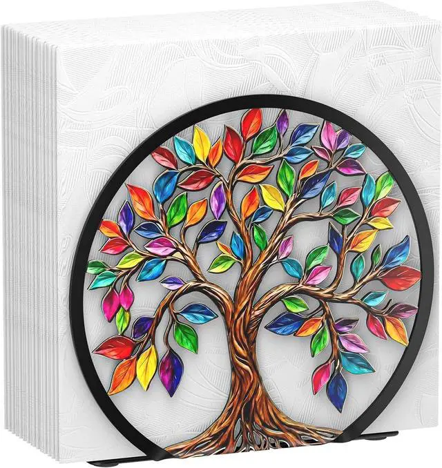 Main image of Uniclife Metal Napkin Holder for Table Standing Napkin Dispenser|Luncheon & Guest Napkins, Tree of Life Napkin Stand for Cocktail, Upright Paper Napkin Holder for Kitchen Dining Table Coffee Bar