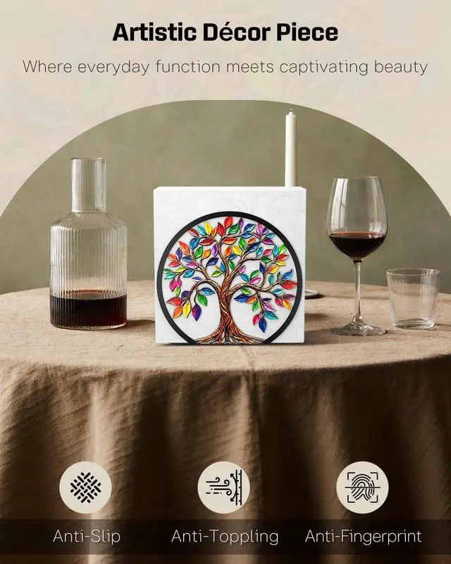 Alt view image 3 of 7 - Uniclife Metal Napkin Holder for Table Standing Napkin Dispenser|Luncheon & Guest Napkins, Tree of Life Napkin Stand for Cocktail, Upright Paper Napkin Holder for Kitchen Dining Table Coffee Bar
