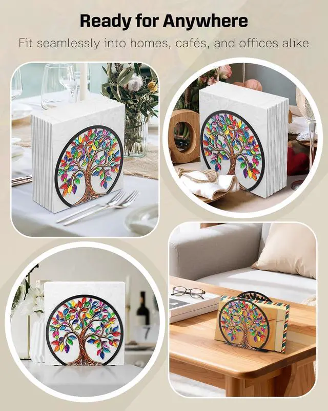 Alt view image 5 of 7 - Uniclife Metal Napkin Holder for Table Standing Napkin Dispenser|Luncheon & Guest Napkins, Tree of Life Napkin Stand for Cocktail, Upright Paper Napkin Holder for Kitchen Dining Table Coffee Bar