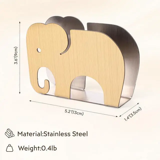 Alt view image 3 of 7 - Cocktail Napkin Standing Holder, Dispenser for 5in*5in Party Napkins, Silver Metal Servilletero for Table, Elephant Decor & Accessories for Kitchen, Dining Room, For Party, Wedding & Festivals