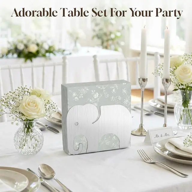 Alt view image 6 of 7 - Cocktail Napkin Standing Holder, Dispenser for 5in*5in Party Napkins, Silver Metal Servilletero for Table, Elephant Decor & Accessories for Kitchen, Dining Room, For Party, Wedding & Festivals
