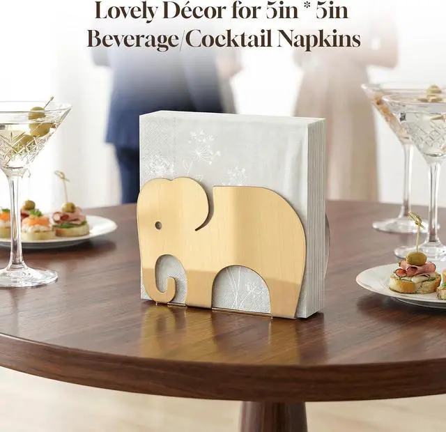 Alt view image 5 of 7 - Cocktail Napkin Standing Holder, Dispenser for 5in*5in Party Napkins, Silver Metal Servilletero for Table, Elephant Decor & Accessories for Kitchen, Dining Room, For Party, Wedding & Festivals