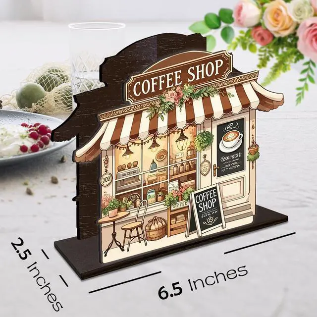 Alt view image 2 of 7 - Coffee Wooden Napkin Holder, Coffee Shop Tissue Dispenser, Rustic Cafe Party Decor for Table Kitchen Dining Room